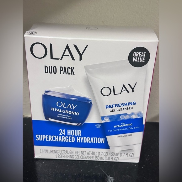 Olay Duo Pack 24 Hour Supercharged Hydration with Hyaluronic Fragrance-Free NEW - Picture 1 of 3